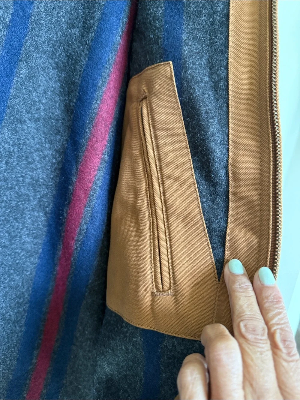 Carhartt Men's Tan Jacket with Dark Brown Corduroy Collar